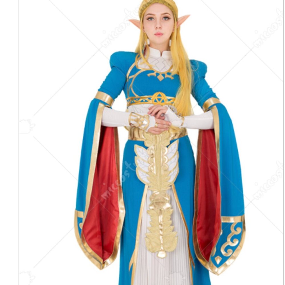 Legend of Zelda Breath of the Wild Princess Zelda Blue Long Dress Gown